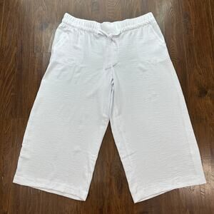 Counterparts Pants Crop Pull-On Sz XL White Wide Leg Resortwear BohoChic Flowy